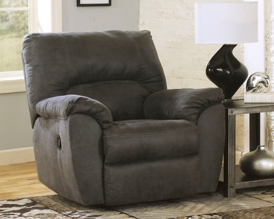 Recliner In Solid Pewter Fabric