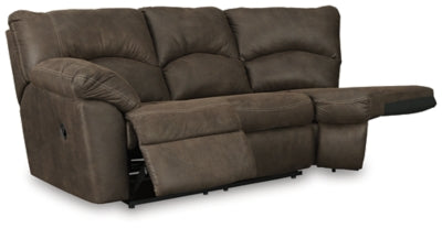 Left-Arm Facing Reclining Loveseat In Solid Canyon Fabric