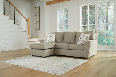 Sofa Chaise In Solid Pebble Fabric