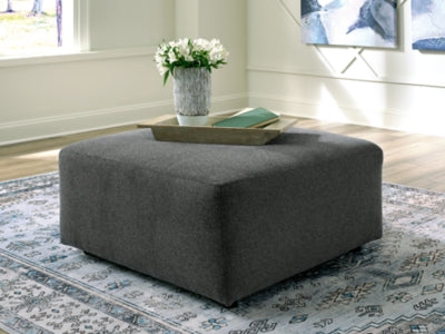 Oversized Accent Ottoman In Solid Charcoal Fabric