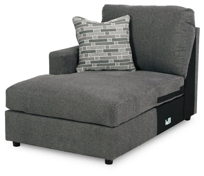 Left-Arm Facing Corner Chaise In Solid Charcoal Fabric