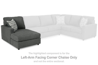 Left-Arm Facing Corner Chaise In Solid Charcoal Fabric