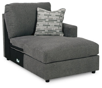 Right-Arm Facing Corner Chaise In Solid Charcoal Fabric
