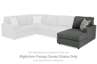 Right-Arm Facing Corner Chaise In Solid Charcoal Fabric