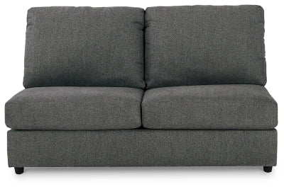 Armless Loveseat In Solid Charcoal Fabric