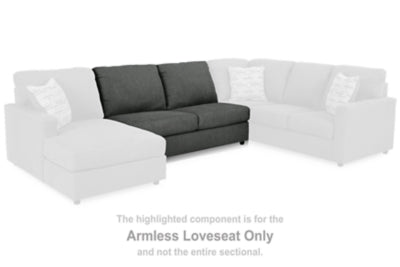 Armless Loveseat In Solid Charcoal Fabric