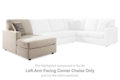 Left-Arm Facing Corner Chaise In Solid Linen Fabric