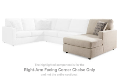 Right-Arm Facing Corner Chaise In Solid Linen Fabric