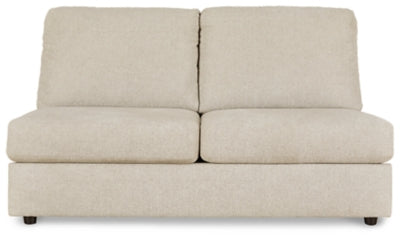 Armless Loveseat In Solid Linen Fabric