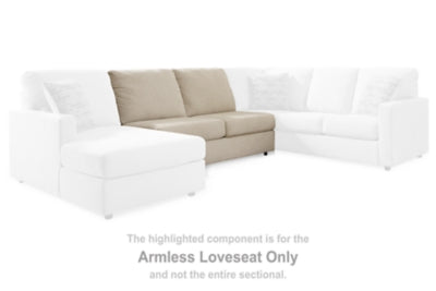 Armless Loveseat In Solid Linen Fabric