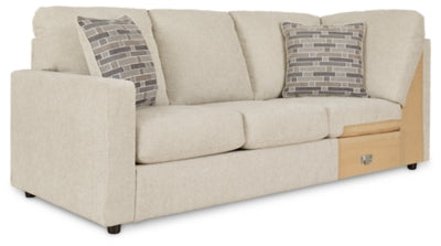 Left-Arm Facing Sofa with Corner Wedge In Solid Linen Fabric