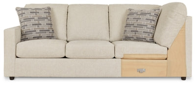 Left-Arm Facing Sofa with Corner Wedge In Solid Linen Fabric