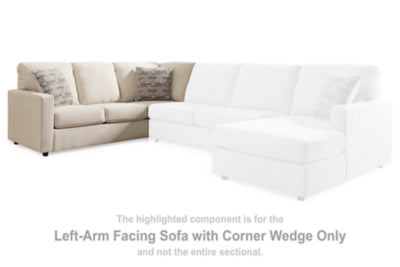 Left-Arm Facing Sofa with Corner Wedge In Solid Linen Fabric