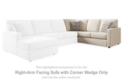 Right-Arm Facing Sofa with Corner Wedge In Solid Linen Fabric
