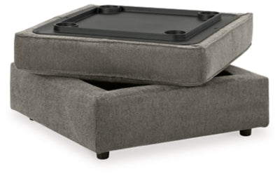 Ottoman With Storage In Solid Putty Fabric