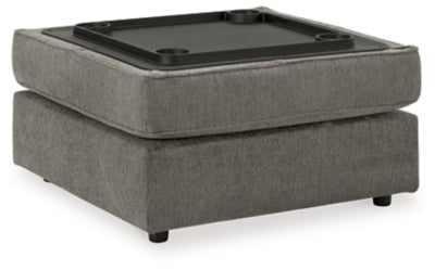 Ottoman With Storage In Solid Putty Fabric