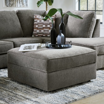 Ottoman With Storage In Solid Putty Fabric