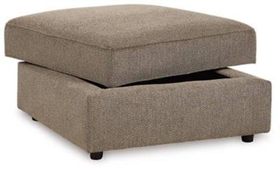 Ottoman With Storage In Solid Briar Fabric