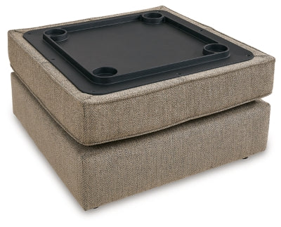 Ottoman With Storage In Solid Briar Fabric