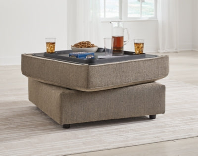 Ottoman With Storage In Solid Briar Fabric