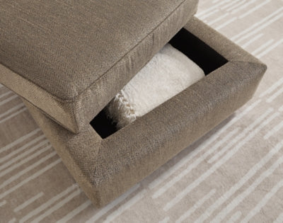 Ottoman With Storage In Solid Briar Fabric