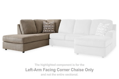 Left-Arm Facing Corner Chaise In Solid Briar Fabric