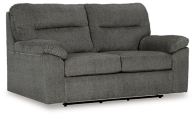 Glider Loveseat In Solid Mineral Fabric