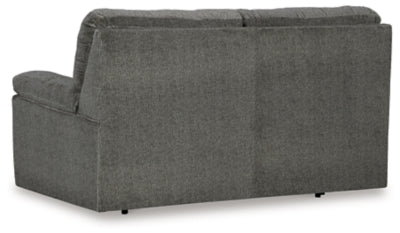 Glider Loveseat In Solid Mineral Fabric