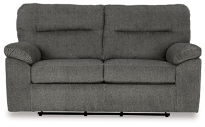 Glider Loveseat In Solid Mineral Fabric