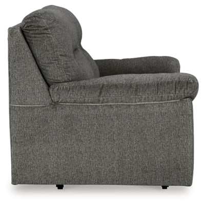 Glider Loveseat In Solid Mineral Fabric