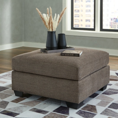 Oversized Accent Ottoman In Solid Chocolate Fabric