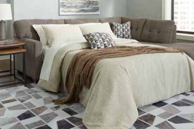 Left-Arm Facing Full Sofa Sleeper In Solid Chocolate Fabric