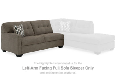 Left-Arm Facing Full Sofa Sleeper In Solid Chocolate Fabric
