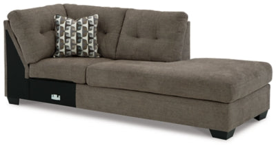Right-Arm Facing Corner Chaise In Solid Chocolate Fabric