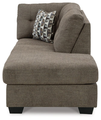 Right-Arm Facing Corner Chaise In Solid Chocolate Fabric