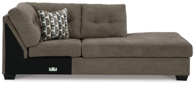 Right-Arm Facing Corner Chaise In Solid Chocolate Fabric
