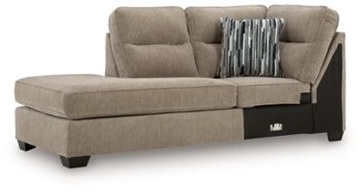 Left-Arm Facing Corner Chaise In Solid Mocha Fabric