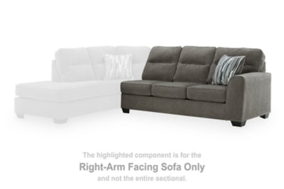 Right-Arm Facing Sofa In Solid Graphite Fabric