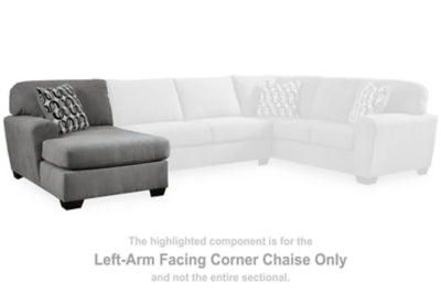 Left-Arm Facing Corner Chaise In Solid Gray Fabric