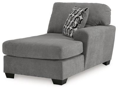 Right-Arm Facing Corner Chaise In Solid Gray Fabric