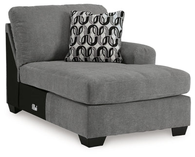 Right-Arm Facing Corner Chaise In Solid Gray Fabric