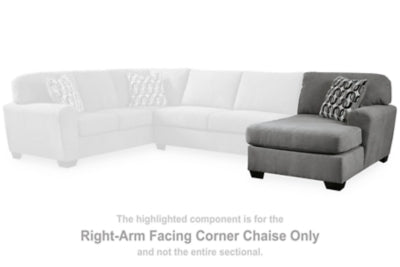 Right-Arm Facing Corner Chaise In Solid Gray Fabric