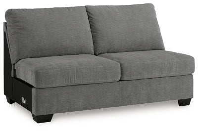 Armless Loveseat In Solid Gray Fabric