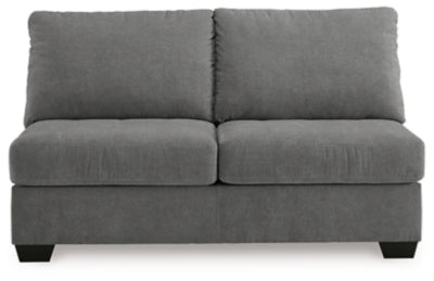 Armless Loveseat In Solid Gray Fabric