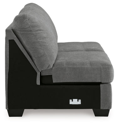 Armless Loveseat In Solid Gray Fabric