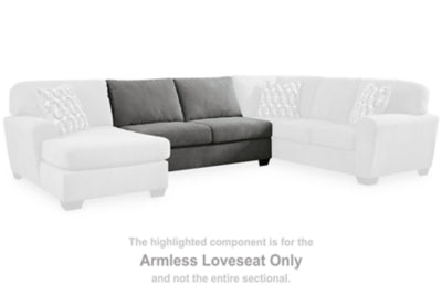Armless Loveseat In Solid Gray Fabric