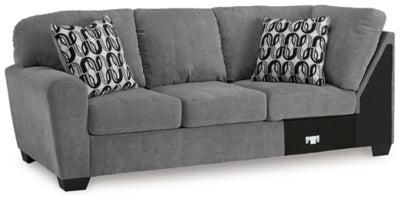 Left-Arm Facing Sofa with Corner Wedge In Solid Gray Fabric
