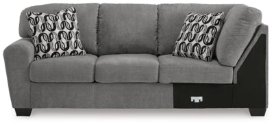 Left-Arm Facing Sofa with Corner Wedge In Solid Gray Fabric