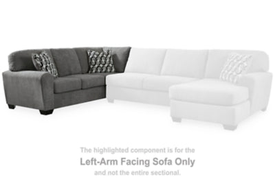 Left-Arm Facing Sofa with Corner Wedge In Solid Gray Fabric