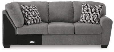 Right-Arm Facing Sofa with Corner Wedge In Solid Gray Fabric